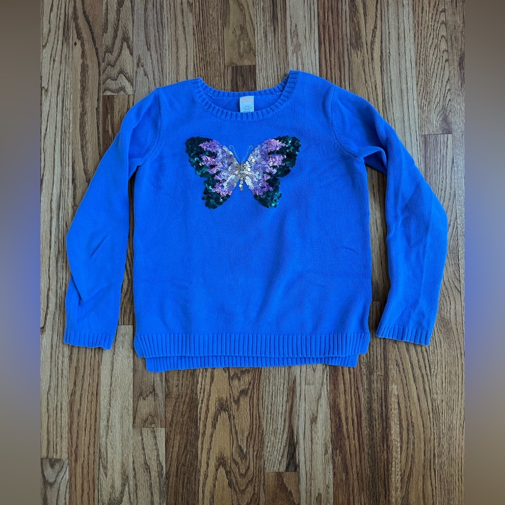 Gymboree Girls Periwinkle Sweater with Sequins Butterfly